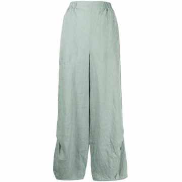 crinkled wide-leg linen trousers