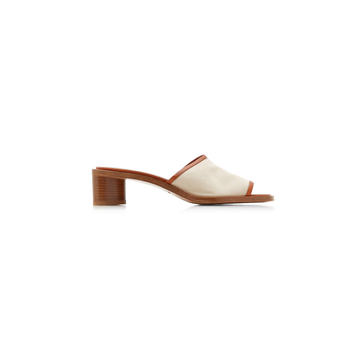 Berti Leather-Trimmed Canvas Mules