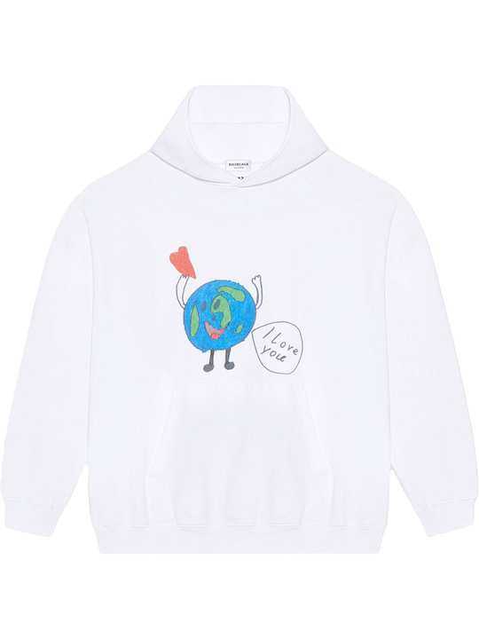 Love Earth print oversized hoodie展示图