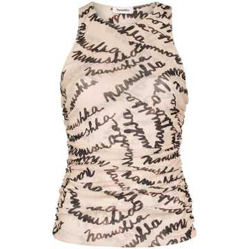 logo-print sleeveless top