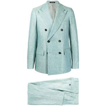 double-breasted linen suit