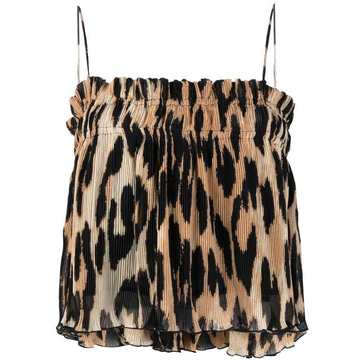 leopard-print pleated top