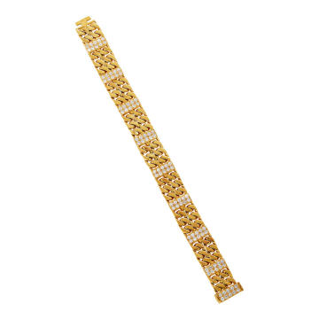 18K Gold Curb Link With Diamond Bracelet