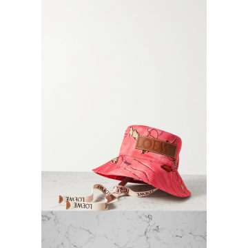 x Paula's Ibiza 皮革边饰印花纯棉斜纹布渔夫帽
