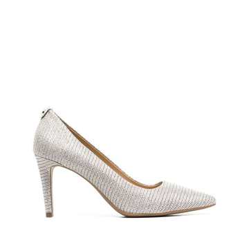 metallic-effect pointed-toe pumps