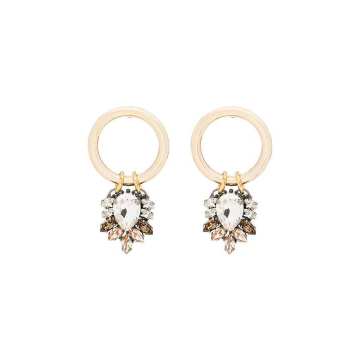 gold-plated circle Swarovski crystal earrings