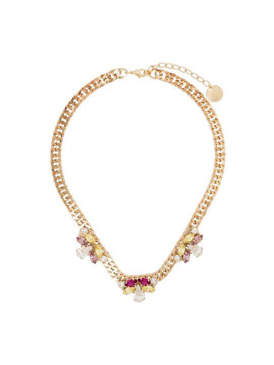 24K gold-plated crystal flower necklace展示图