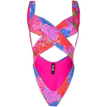 exotica-print crossover-straps one-piece
