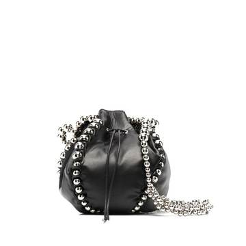 studded faux-leather tote bag