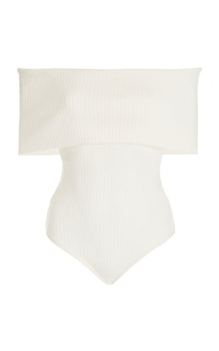 Lorraine Ribbed-Knit Off-The-Shoulder Bodysuit展示图