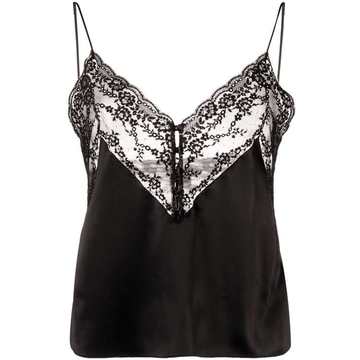 lace-panel V-neck top