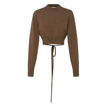 Tie-Detailed Wool-Cashmere Cropped Sweater