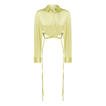 Tie-Detailed Silk Cropped Shirt