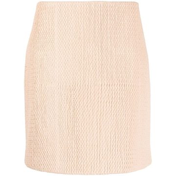 textured leather A-line skirt