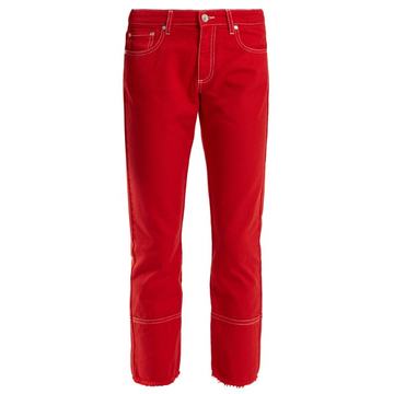 High-rise straight-leg cropped jeans