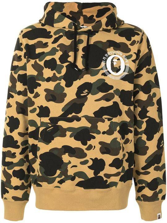 Camo logo print hoodie展示图