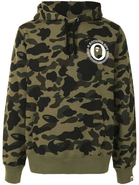 Camo logo print hoodie展示图