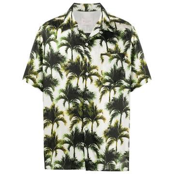 palm tree print short-sleeve shirt