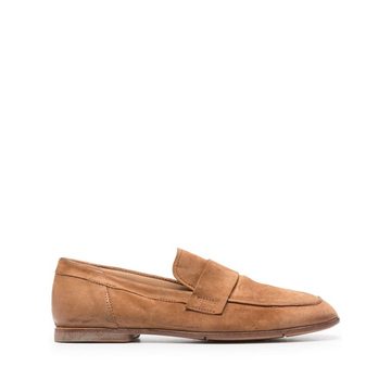 square-toe leather loafers