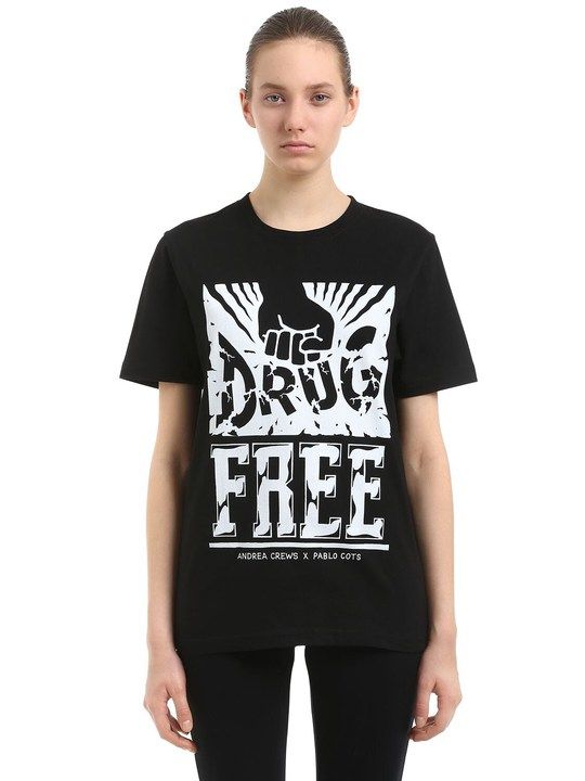 "PABLO COTS DRUG FREE"平纹T恤展示图