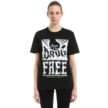 "PABLO COTS DRUG FREE"平纹T恤