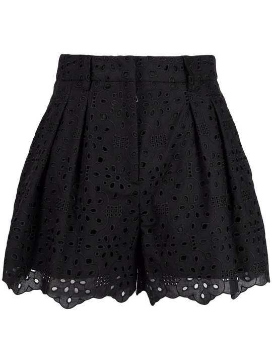 broderie-anglaise high-waisted shorts展示图