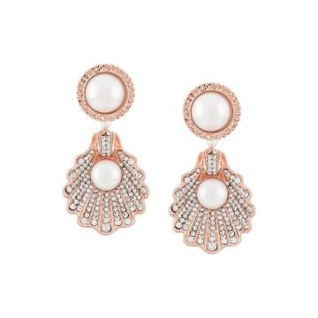 rose gold-tone crystal-embellished pearl earrings