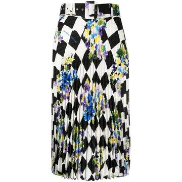 check plisse printed skirt