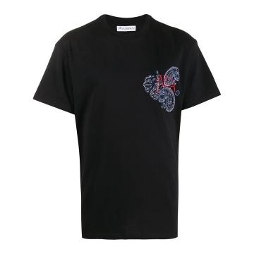 paisley-embroidered T-shirt