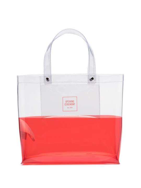 logo-print transparent tote bag展示图