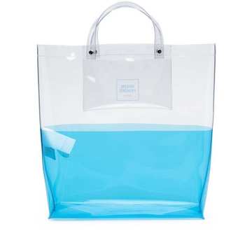 logo-print transparent tote bag