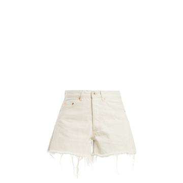 High-rise frayed-hem denim shorts