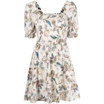 floral-print puff-sleeve dress