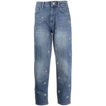 gem-embellished cropped jeans