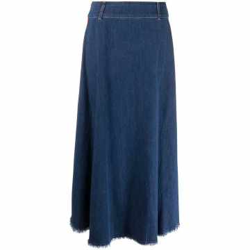 side-stripe denim skirt