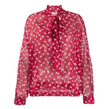 lips print pussybow blouse