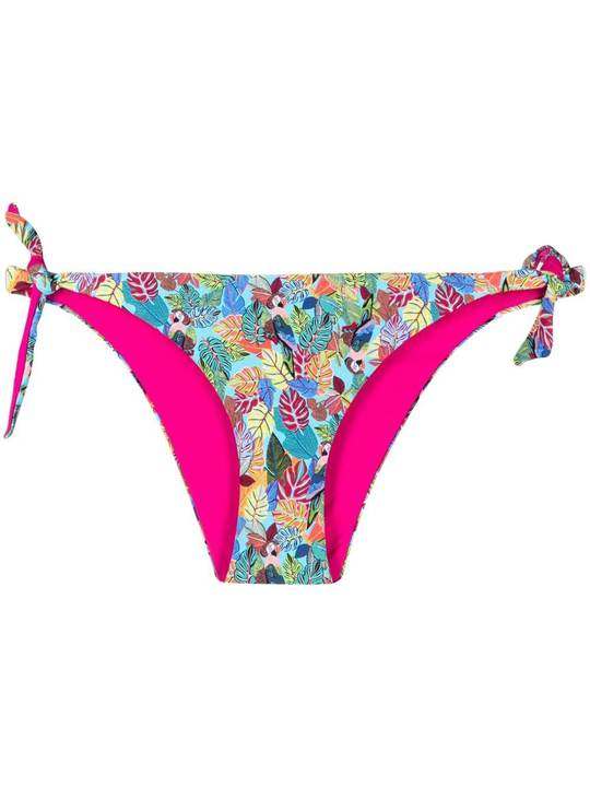 leaf-print tie-fastening bikini bottoms展示图