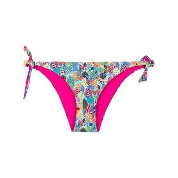 leaf-print tie-fastening bikini bottoms