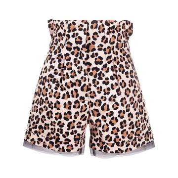 leopard-print high-waisted shorts