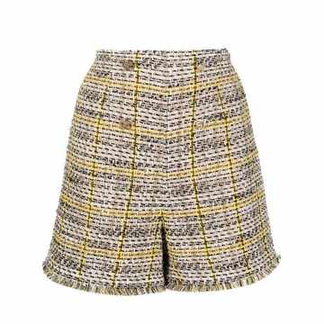 high-waisted tweed shorts