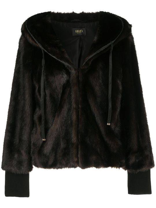 faux fur hooded jacket展示图