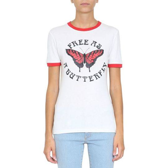 蝴蝶印图棉织T恤展示图
