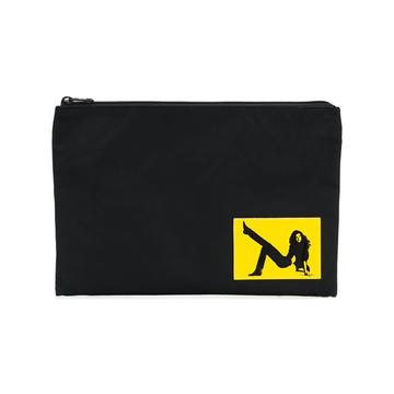 logo patch clutch bag