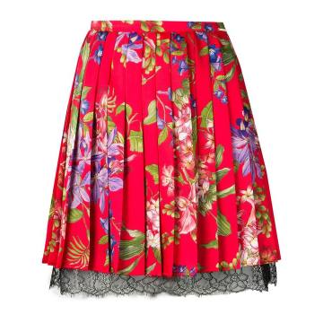 Iris Flower print pleated skirt