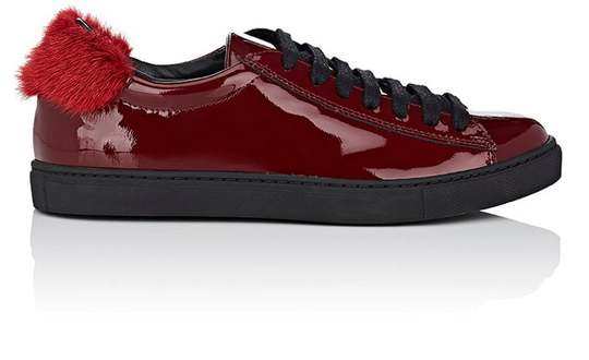 Mink-Fur-Trimmed Patent Leather Sneakers展示图