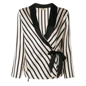 striped waist-tied jacket