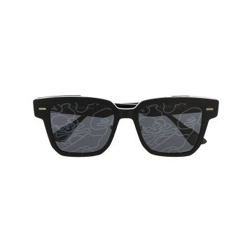 lens-decal square sunglasses