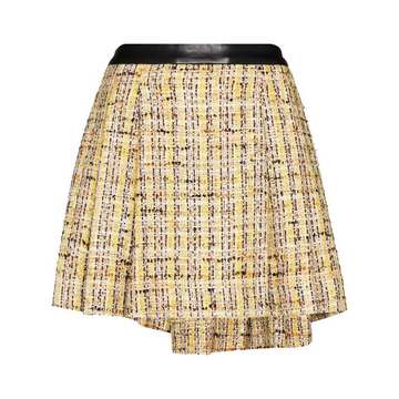 knife-pleat tweed miniskirt