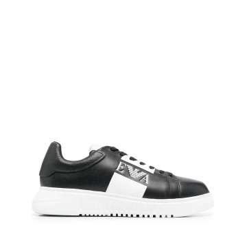 two-tone leather trainers