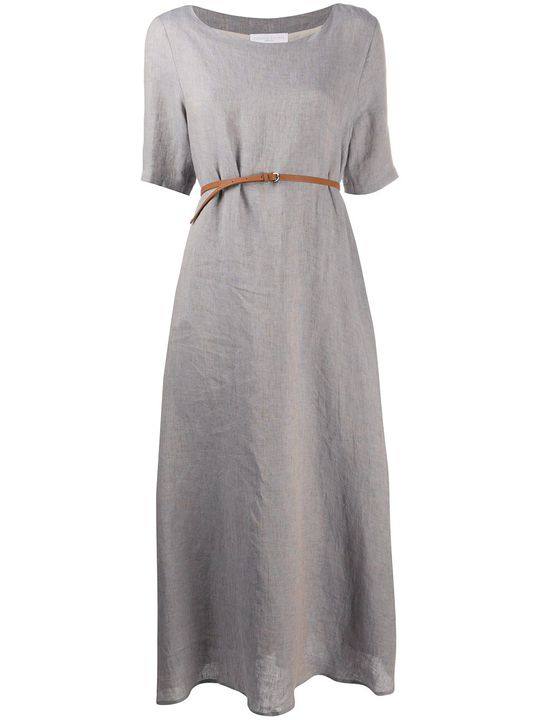 belted linen maxi dress展示图